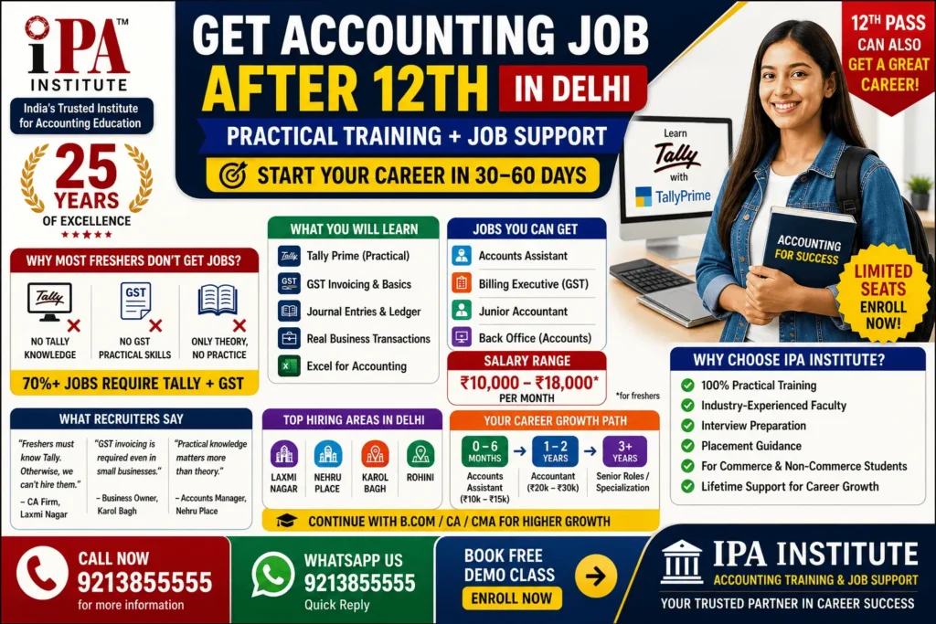 Accounting Course After 12th in Delhi Get Job with Tally & GST – IPA Institute