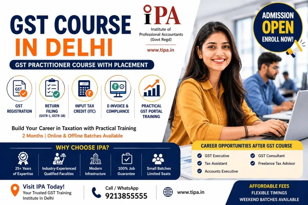 GST Course in Delhi summary: syllabus, duration, batch timings and the roles it leads to
