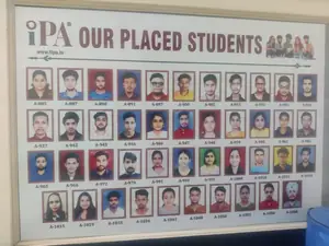 IPA "Our Placed Students" board in the entrance at E-54, Laxmi Nagar
