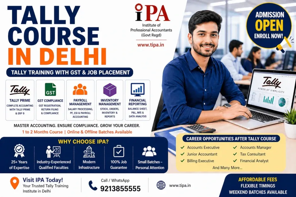 Tally Course in Delhi summary: syllabus, duration, batch timings and the roles it leads to